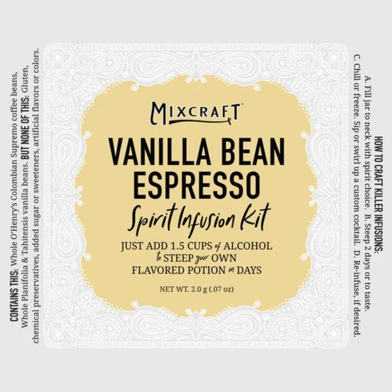 MixCraft Spirit Infusion Kit - Premium Craft Cocktail & Mocktail Mixer, Glass Bottle, Collapsible Funnel, Flavor Pouch & Recipe, Vanilla Bean Espresso - Image 4